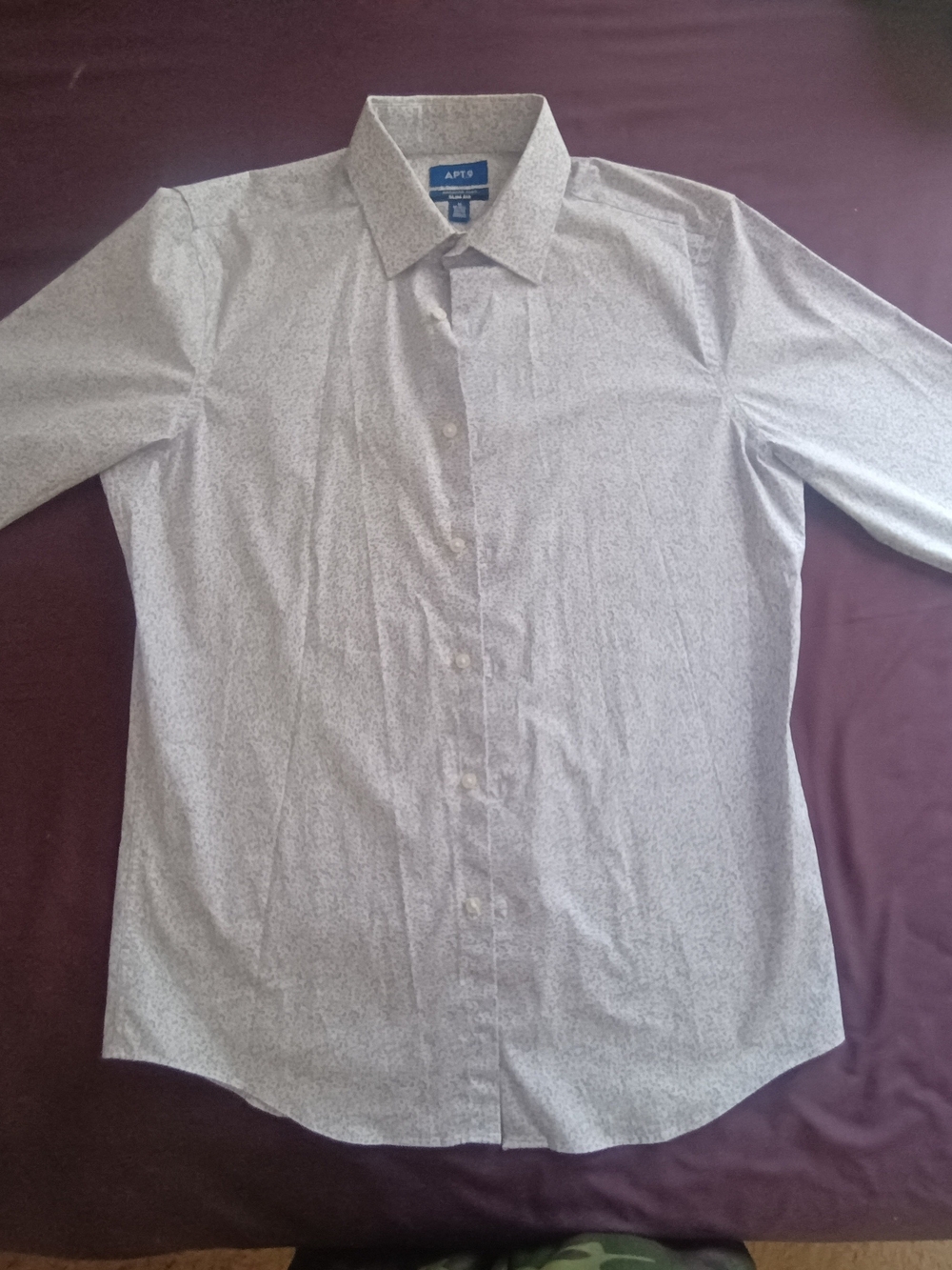 Apt. 9 Men's Light Gray Micro-Print Long Sleeve Dress Shirt